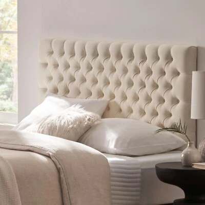 Brunet Contemporary Button Tufted Fabric Queen/Full Headboard - Image 1 of 4