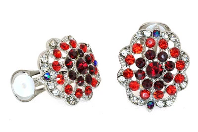 Chaming Austrian Crystal Cluster Clip-on Earrigs Seven Colors Rhodiumed-E-341 - Image 1 of 3