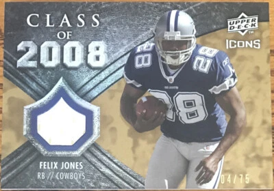 2008 Upper Deck Icons Class Of 2008 Jersey GOLD Felix Jones #CO16 #’d 04/75 - Image 1 of 2