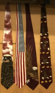 LOT OF 4 BALD EAGLE FLAG USA WEMBLEY ENDAGERED SAVE FALCON TIE NECKTIES #2218 - Picture 1 of 4
