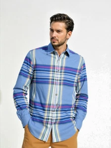 Tommy Bahama langärmliges kariertes Herrenhemd aus 100% Leinen - Größe L - Bild 1 von 13