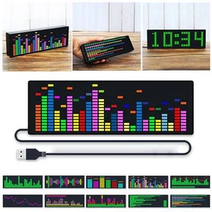 RGB VU Meter VFD Music Spectrum Indicator Audio Voice-activated Rhythm Clock USB - Picture 1 of 14