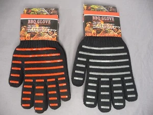 Pair of BBQ Gloves 9.5” Heat Resistant Reversible Left Right Hand Barbecue Mits - Picture 1 of 12