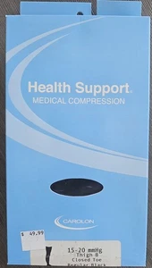 Carolon Health Support Thigh B High CT Compression Stocking Reg Black 15-20mmH - Picture 1 of 3
