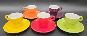 Pier 1 Imports 5 Sets Of Expresso Cups &  Saucers Stackable Pieces  - Picture 1 of 15
