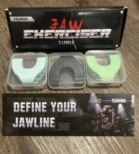 3 Stück Kiefertrainer für Männer & Frauen, 3 Widerstandsstufen Aqua/Grün/Schwarz TEEWOO - Bild 1 von 3