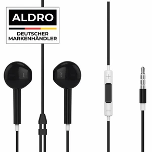 Słuchawki z kablem Słuchawki douszne Zestaw słuchawkowy przewodowy jack 3,5 mm czarny - Zdjęcie 1 z 9