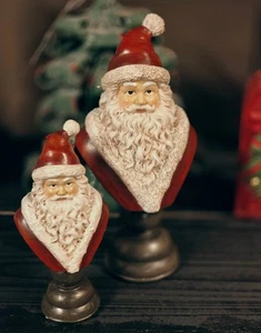 Set busti di Babbo Natale decorazioni natalizie Clayre & Eef 11 x 22 e 7 x 15 cm - Foto 1 di 1
