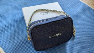 Chanel Beaute Kosmetik Make-up Tasche Etui Clutch Sparkling Navy/Gold mit Box - Bild 1 von 7