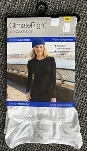 Climate Right by Cuddl Duds Stretch Microfiber White Long Sleeve Crew Size Large - Picture 1 of 4