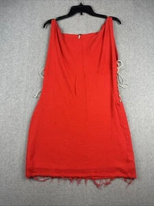 Free People Vestito Donna L Rosso Mini Corto Boho Foderato Senza Maniche Cotone Elasticizzato - Foto 1 di 7