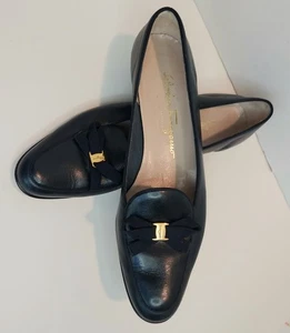 Salvatore Ferragamo Boutique Black Oxford Womens' Leather Shoes Size 8 1/2 Fab! - Picture 1 of 4