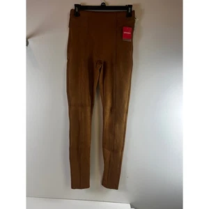 SPANX Faux Suede Leggings Small Rich Caramel Pull On Pants Women's NWT - Picture 1 of 9