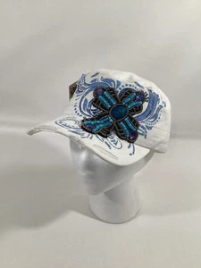 Leader L.O.G.A Cadet Hat Womens Rhinestone Cross Bling Adjustable OSFM NWT - Picture 1 of 17