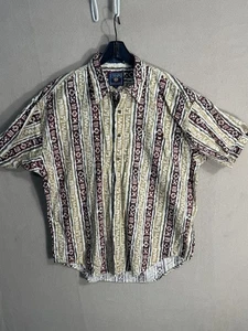 Vintage Chaps Ralph Lauren Shirt Mens XL Brown Tan Stripe Aztec Southwest 90s - Picture 1 of 9