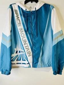 Disney Parks Space Mountain Adult Unisex Windbreaker Hooded Jacket Medium Blue - Picture 1 of 5