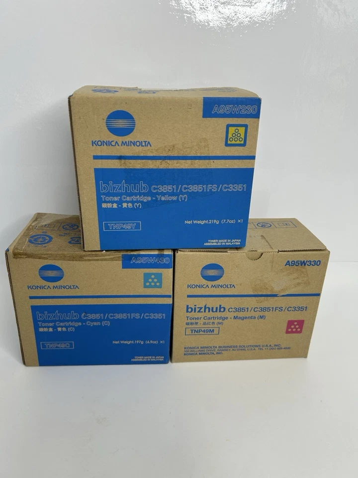 Konica Minolta bizhub C3851 Juego de 3 tóneres de color - TPN49M, TPN49C, TPN49Y - NUEVO Foto 1 de 1