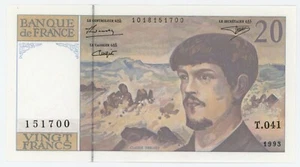 Frankreich 20 Franken 1993 Pick 151,g UNC unzirkulierte Banknote - Bild 1 von 3