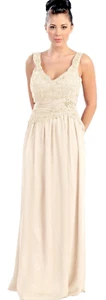 Abendkleid lang Hochzeitskleid Brautkleid Standesamt creme Spitze Gr.46 NEU €249 - Bild 1 von 7