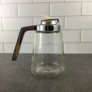Vintage GEMCO USA Glass Syrup Dispenser Creamer Chrome Handle 5" Tall - Picture 1 of 10