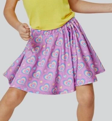 $75 Terez Niños Niñas Púrpura Psicodélico Estampado Corazón Falda Patinadora Talla 6X Foto 1 de 4