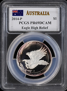 2014-P Australia 1 oz Silver Proof High Relief Wedge-Tailed Eagle PCGS PR69 DCAM
