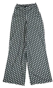 Missguided Pants Womens Size 6 Wide Leg Green Cube Geo Print Trouser Pull on NEW - Picture 1 of 13