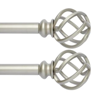 2 Pack Decorative Window Curtain Rod with Brackets 28-48" Nickel - Picture 1 of 6