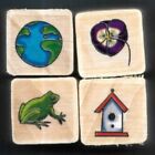 FLOWER EARTH FROG BIRDHOUSE Nature Life Gift Tag MINI LOT wood NEW RUBBER STAMPS