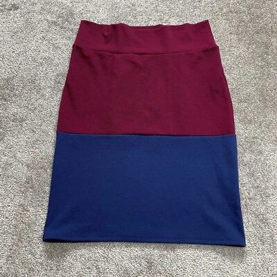 Falda LulaRoe Mujer Grande Azul Rojo Bloque de Color Elastizada Recta Lápiz Hecha en EE. UU. Foto 1 de 4