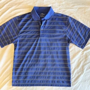 PGA Tour Men's Large Blue Striped Polo Button Golf Logo Patch - Picture 1 of 7