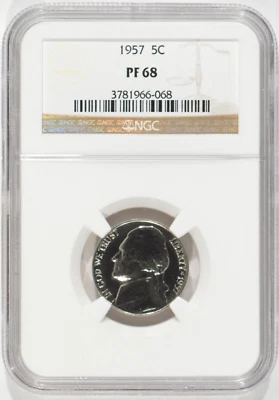 1957 Proof Jefferson Nickel 5c NGC PF68 3781966-068 - Image 1 of 4