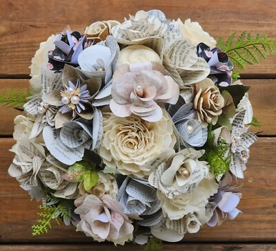 Storybook and Vintage Inspired Brides Bouquet and matching Boutonniere - Image 1 of 4