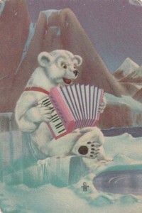 POLAR BEAR   - 1  - blank backs single  Vintage playing cards #