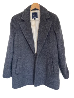 Abrigo Blazer MADEWELL Brushweave Gris Cocoon Mezcla de Lana Peludo Trench Para Mujer Talla 6” Foto 1 de 4