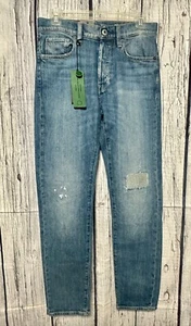 G Star Raw Denim Jeans 3301 Slim Mens 28x30 Antique Faded Blue Opal Restored NWT - Picture 1 of 14