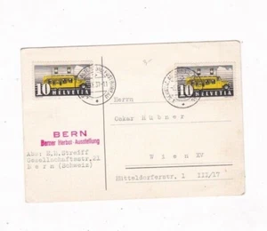 1937 SWITZERLAND POST BUS COMM. FDC CARD BERN TO VIENNA NATIONAL STAMP MONTH - Picture 1 of 2