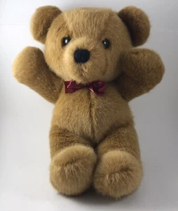 Dakin Light Brown Teddy Bear Plush Red Ribbon Bow 14 inches - Good Condition - Picture 1 of 3