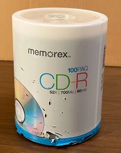 Memorex CD-R Medios Digitales 52X 700mb 80Min Paquete de 100 Sellado de Fábrica - Envío Gratuito - Imagen 1 de 3
