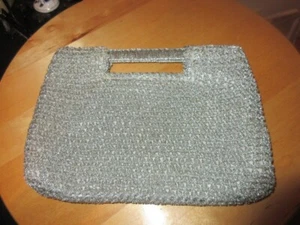 #7W vintage evening bag must have a silver look like crochet material made Italy - Picture 1 of 9