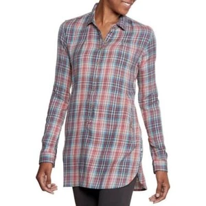 Toad & Co Mixo Plaid Tunic in Hydro Sz XS Organic Cotton Comfortable Casual Cozy - Picture 1 of 21