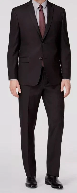 Andrew Marc Men's Classic Fit Stretch Black Grid 2 PC Suit 42r 35 X 32