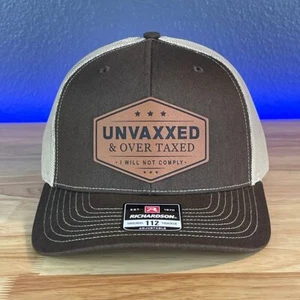 UNVAXXED & OVER TAXED Leather Patch Hat Rawhide - Picture 1 of 7