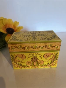 Vintage Recipe Box File Holder AVON Mid Century Mod/Orange Metal - Picture 1 of 8