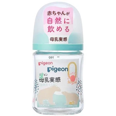 Biberón de vidrio para paloma 160 ml oso con pezón SS agujero redondo 0 m+ de Japón Foto 1 de 4