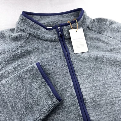 Peter Millar Crown 运动羊毛半拉链套衫毛衣铁质海军蓝 XL $245 — 第 1/4 张图片
