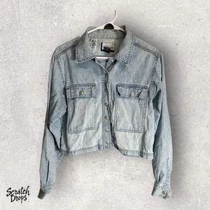 Express Women Blue Denim Jacket Size Medium Vintage Jean Coat Casual Retro Style - Picture 1 of 5