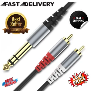 6,35 mm TRS auf Dual RCA Audiokabel, 1/4" Zoll Stecker TRS auf 2 Cinch Stecker Stereo Audi - Bild 1 von 7