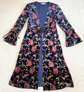Bagatelle Duster Long Small Floral Velvet Kimono Bell Sleeve Whimsigoth Fairy - Picture 1 of 11