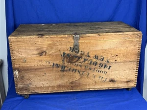 19thC. Manhattan Parlor Match Shipping Crate - Turned into Trunk, Wheels, Hinged - Picture 1 of 18